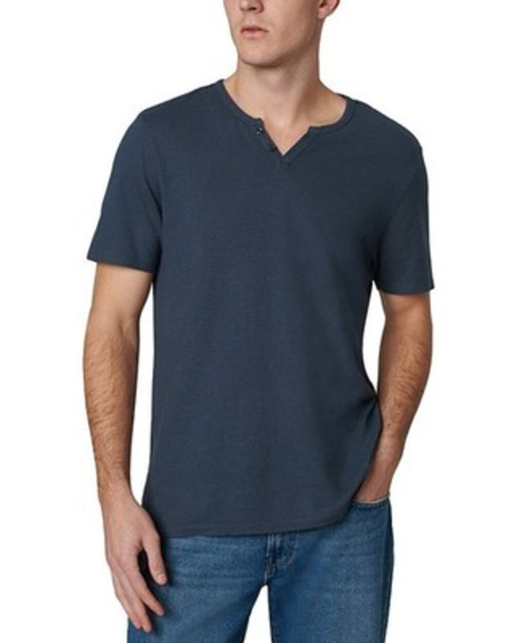 Joe's Jeans Wintz Solid Henley Men's L Midnight Navy Short Sleeve Pullover